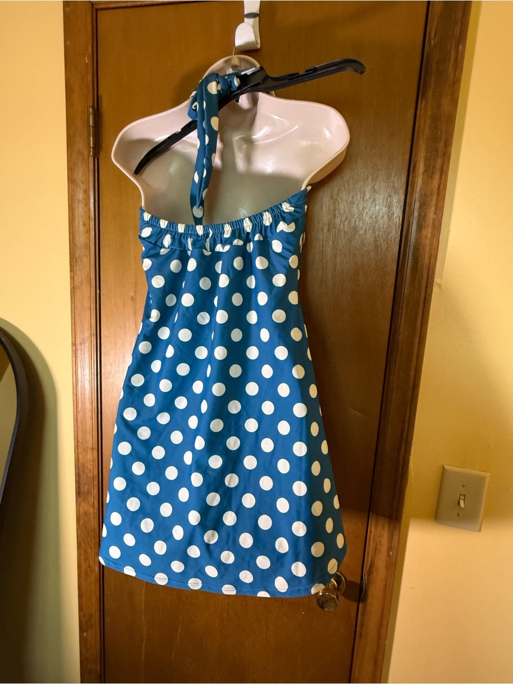 COCOSHIP Blue and White Polka Dot Halter Swimdress - Picture 6 of 8